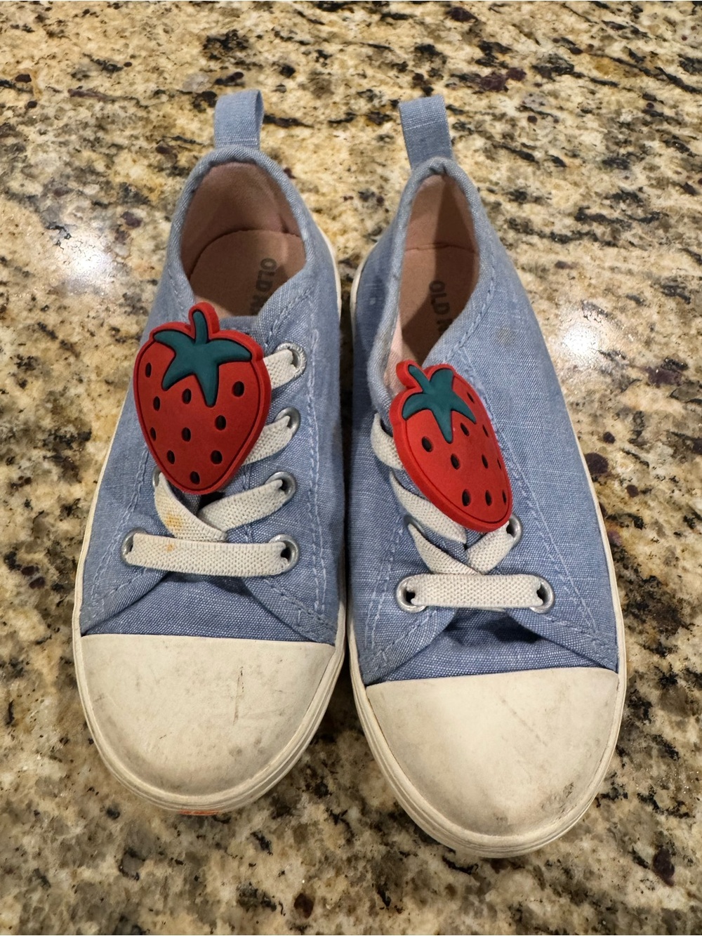 Old Navy Light Blue Kids Sneakers with Strawberry Accent